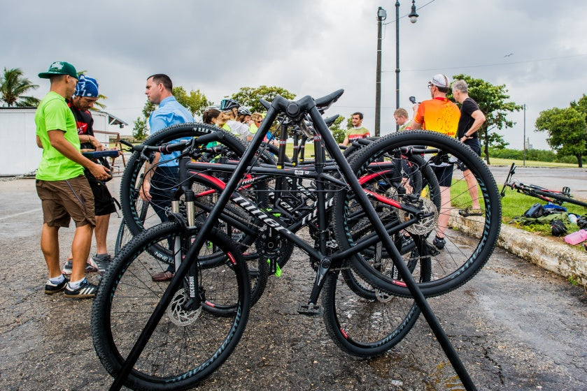 Feedback sports a-frame portable bicycle event storage stand