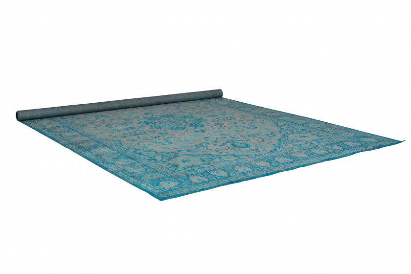 vloerkleed Chi 160 x 230 cm viscose blauw/crème