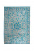 vloerkleed Chi 160 x 230 cm viscose blauw/crème