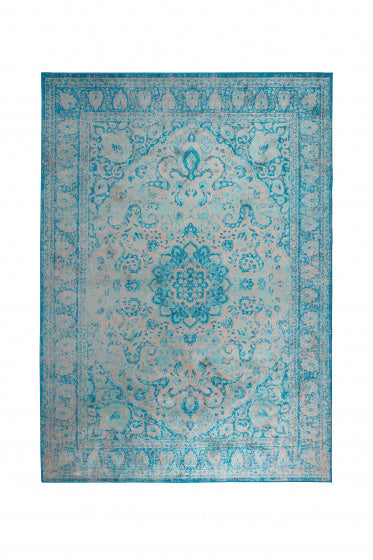 vloerkleed Chi 160 x 230 cm viscose blauw/crème