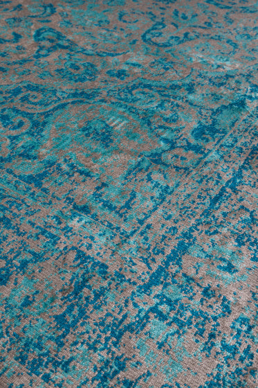 vloerkleed Chi 160 x 230 cm viscose blauw/crème