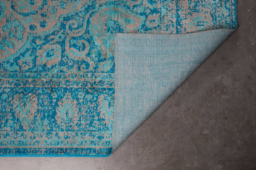 vloerkleed Chi 160 x 230 cm viscose blauw/crème