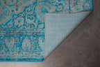 vloerkleed Chi 160 x 230 cm viscose blauw/crème