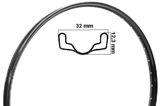 Ryde velg 28x11/2 zwart 14g 37mm 36 gaats etrto 635