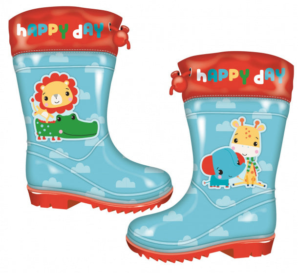 regenlaarzen junior PVC lichtblauw/rood maat 20