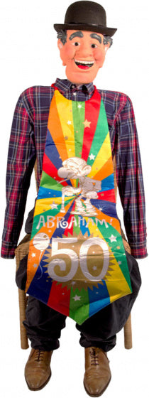 opblaaspop Abraham of Sarah 50 jaar 130 cm wit