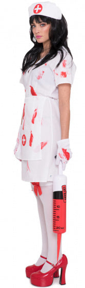 verkleedjurken Zombie Verpleegster polyester wit mt S/M