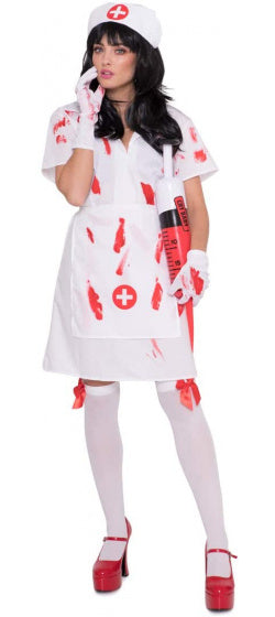 verkleedjurken Zombie Verpleegster polyester wit mt S/M