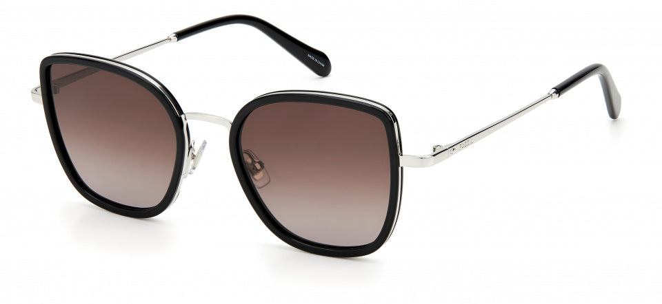 zonnebril 2104/G/S dames cat.3 vierkant staal zilver/bruin