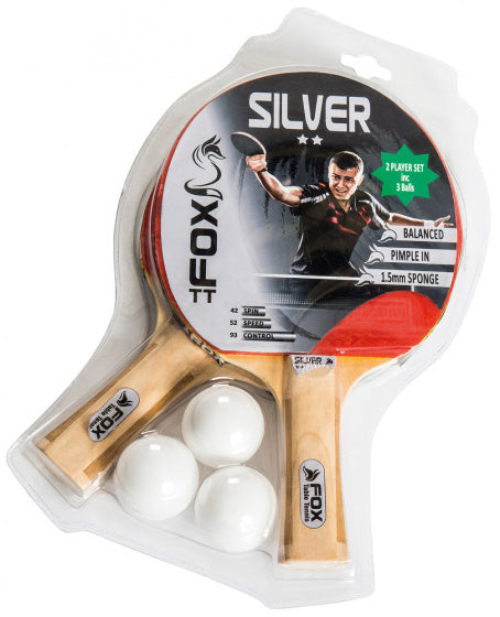Fox tt Silver 2 Star tafeltennisset 23 cm hout rubber 5-delig