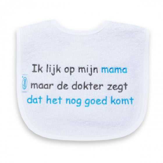 slabber Ik lijk op mijn mama 40 cm katoen wit