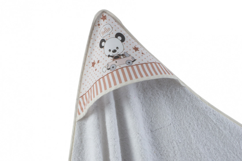 badcape Beertje 100 x 100 cm katoen witbeige