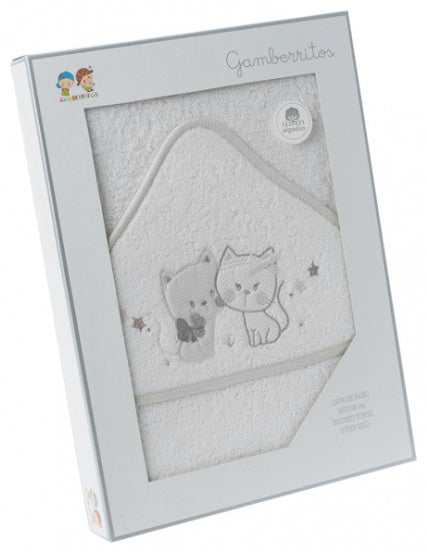 badcape Katjes 100 x 100 cm katoen wit/grijs