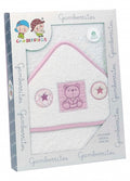 badcape teddybeer 100 x 100 cm katoen wit/roze