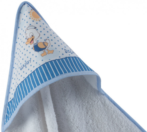 handdoek capuchon 100 x 100 cm textiel wit/blauw