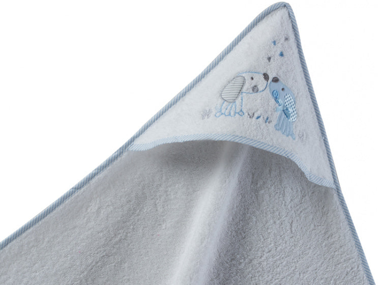 badcape 100 x 100 cm wit/blauw