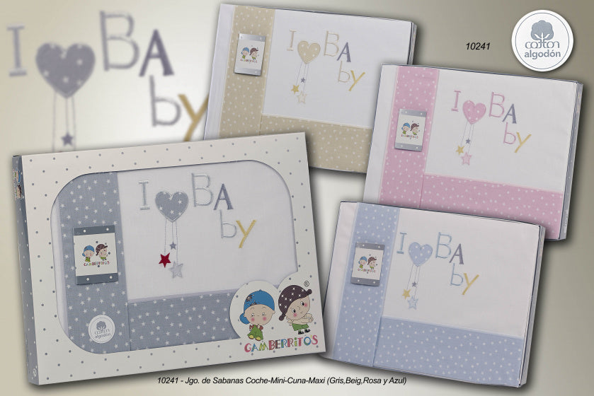 laken set grijs baby 3-delig groot