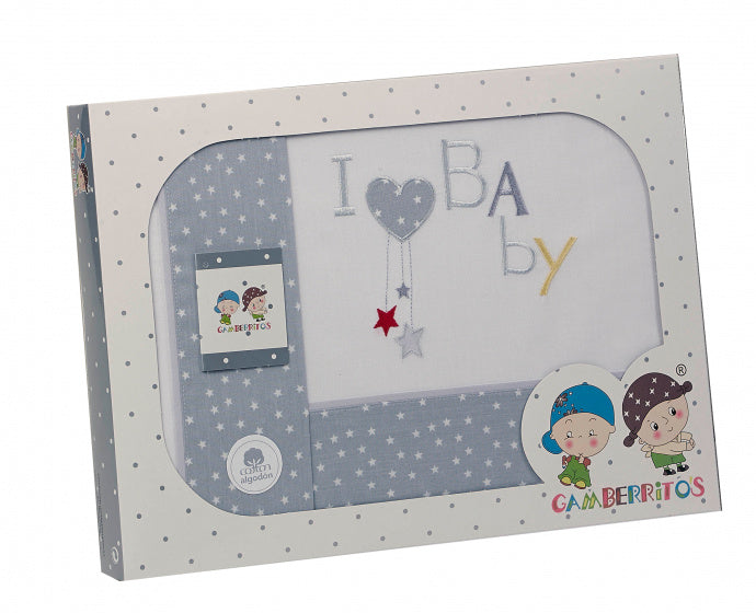 laken set grijs baby 3-delig groot