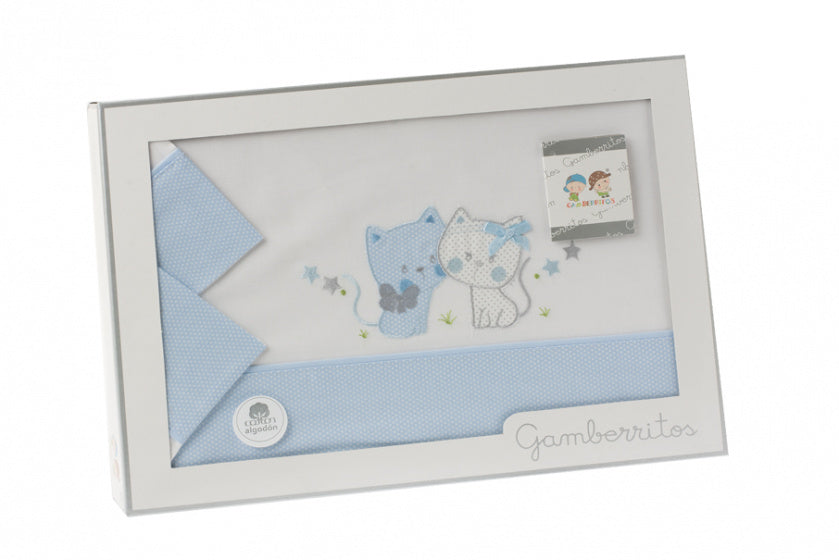 lakenset ledikant Katjes katoen blauw 3-delig