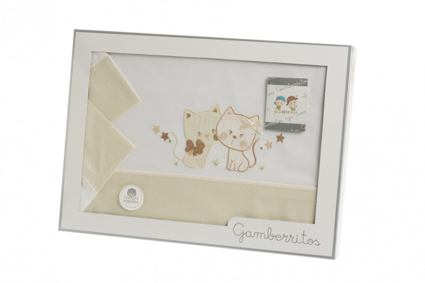 lakenset ledikant Katjes katoen beige 3-delig