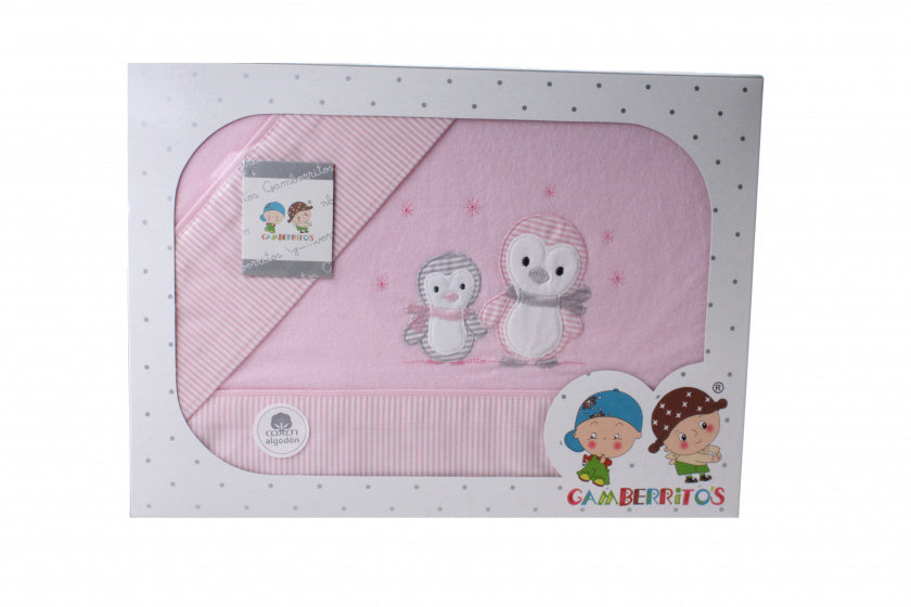 laken set pinguïn middel meisjes roze 3-delig