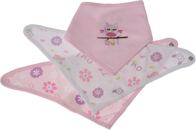 slabbetje Bandana junior textiel roze 3-delig