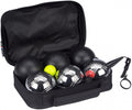Get go jeu de boules set - luxe - 6 ballen - zilver zwart - staal