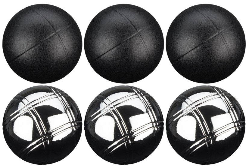 Get go jeu de boules set - luxe - 6 ballen - zilver zwart - staal