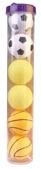 Get go tafeltennisballen met print in koker - 6 stuks - wit oranje geel