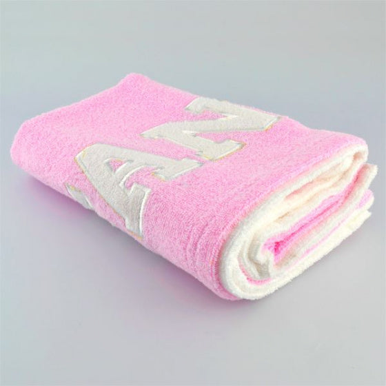 handdoek Fanny Face 70 x 120 cm katoen roze/wit