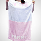 handdoek Fanny Face 70 x 120 cm katoen roze/wit