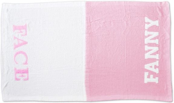 handdoek Fanny Face 70 x 120 cm katoen roze/wit