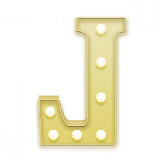 letterlamp J led 19 x 23 cm staal geel