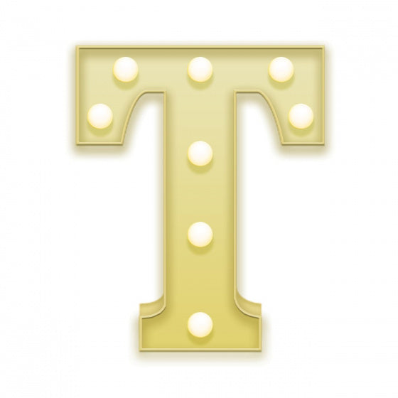 letterlamp T led 19 x 23 cm staal geel