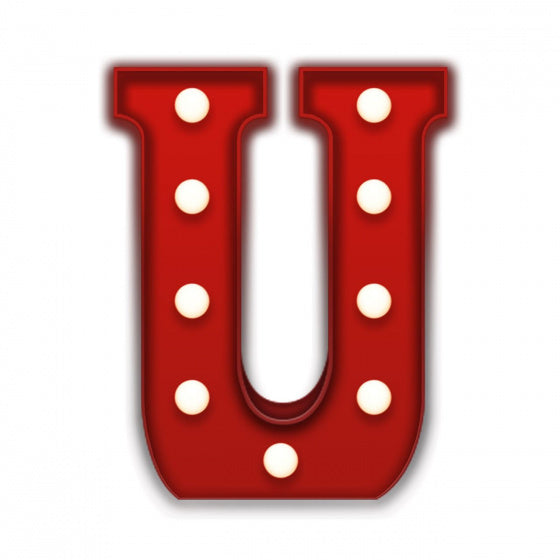 letterlamp U led 19 x 23 cm staal rood