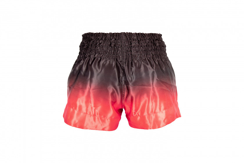 kickboksbroek polyester zwart/rood maat S