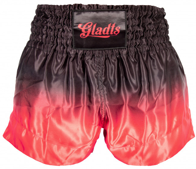kickboksbroek polyester zwart/rood maat XL