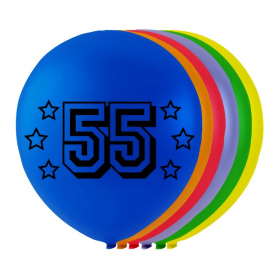 ballonnen cijfer 55 latex 80 cm 8 stuks