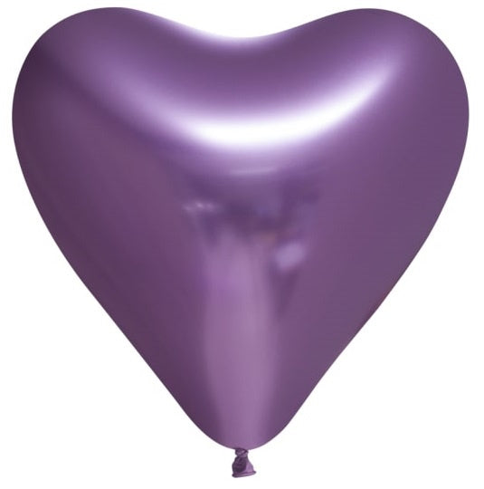 ballonnenset Hart 30 cm chroom/paars 100-delig