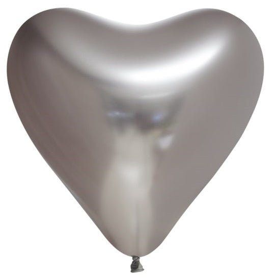 ballonnenset Hart 30 cm chroom/zilver 100-delig