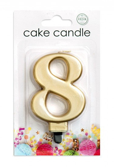 verjaardagskaars cijfer 8 wax 7,8 cm goud