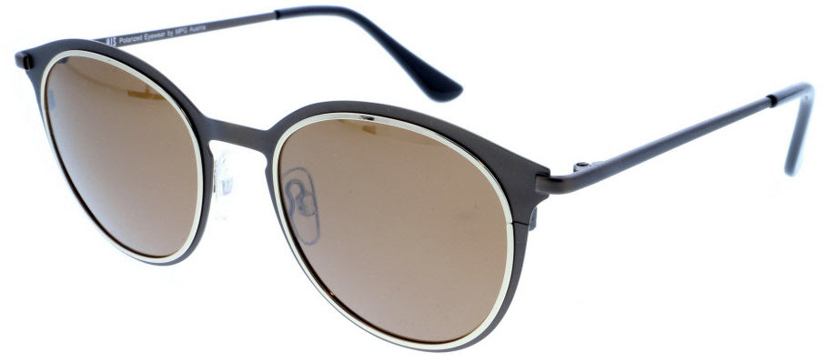 H.i.s Zonnebril gepolariseerd unisex piloot cat. 3. zwart/bruin