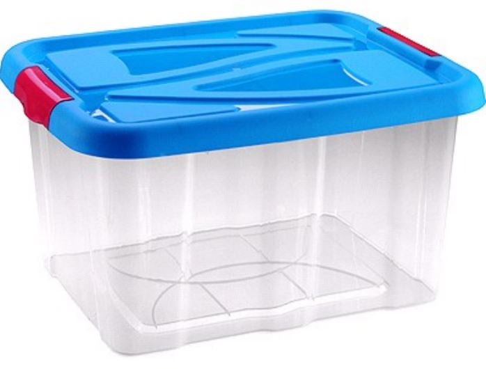 opbergbox Big Ben 30 liter 49 x 39 cm transparant/blauw