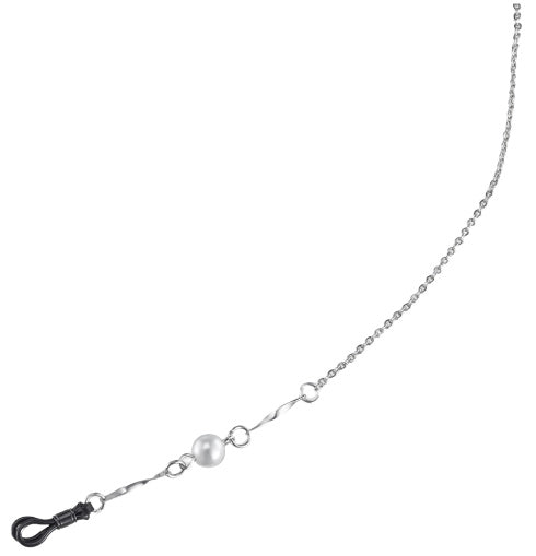 Henri beaud Brillenkoord Nacre 66 cm staal zilver 2 parels
