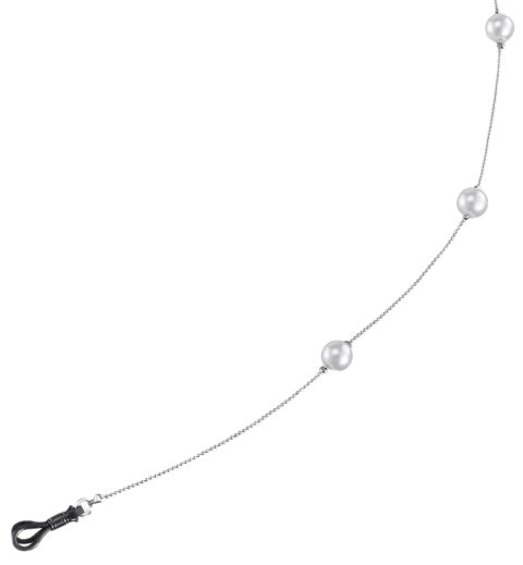 Henri beaud Brillenkoord Nacre 66 cm staal zilver 7 parels
