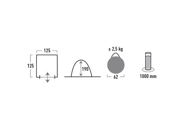 High peak rimini koepeltent blauw - blauw - 1 persoons