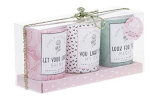 geschenkset Kleine Kaarsjes 6 cm glas 3 stuks