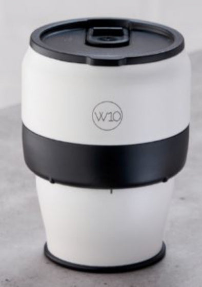 reisbeker Hazlewood 340 ml opvouwbaar RVS/rubber wit