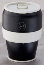 reisbeker Hazlewood 340 ml opvouwbaar RVS/rubber zwart
