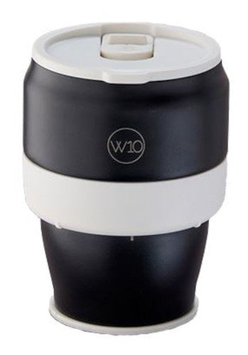reisbeker Hazlewood 340 ml opvouwbaar RVS/rubber zwart